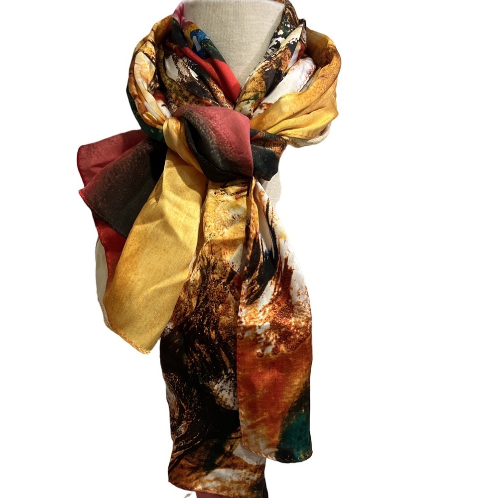 Silk PALACE Vibrant Multicolor 100% Silk scarf - Picture 4 of 8
